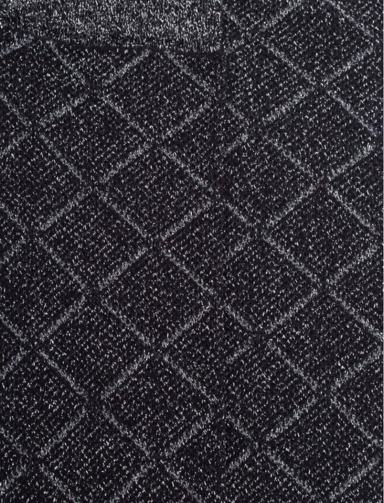 Chaussettes longues pour femmes en coton égyptien et cachemire avec effet brillant à motifs de diamants - Noir | Doré Doré