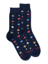 Chaussettes en coton à motifs de boules de Noël pour hommes - Bleu Voilier | Doré Doré