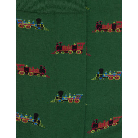 Chaussettes en coton motif petits trains - Vert | Doré Doré