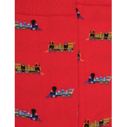 Chaussettes en coton motif petits trains - Rouge | Doré Doré