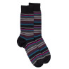 Chaussettes rayures fines multicolores en laine mérinos - Noir