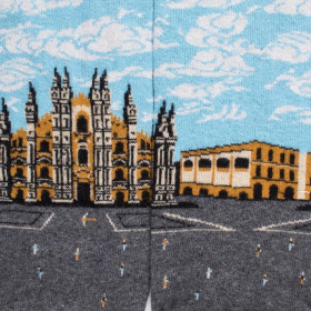 Chaussettes homme oxford en coton avec paysage milanais | Doré Doré