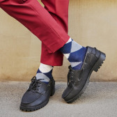 Chaussettes homme en coton à motifs intarsia - Bleu Matelot | Doré Doré