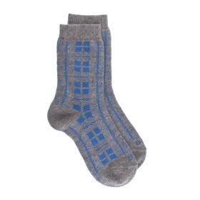 Chaussettes Tartan en coton doux - Gris et bleu | Doré Doré