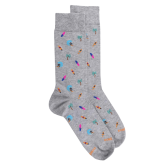 Chaussettes homme en coton doux Surf et Palmiers - Gris | Doré Doré