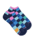 Socquettes femme échiqiuer en coton égyptien - Bleu marine et rose