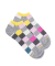 Socquettes femme échiqiuer en coton égyptien - Gris et jaune