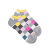 Socquettes femme échiqiuer en coton égyptien - Gris et jaune | Doré Doré