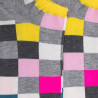 Socquettes femme échiqiuer en coton égyptien - Gris et jaune | Doré Doré