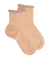 Socquettes enfant ajourées en fil d'Ecosse avec bord-côte contrasté effet lurex - Saumon