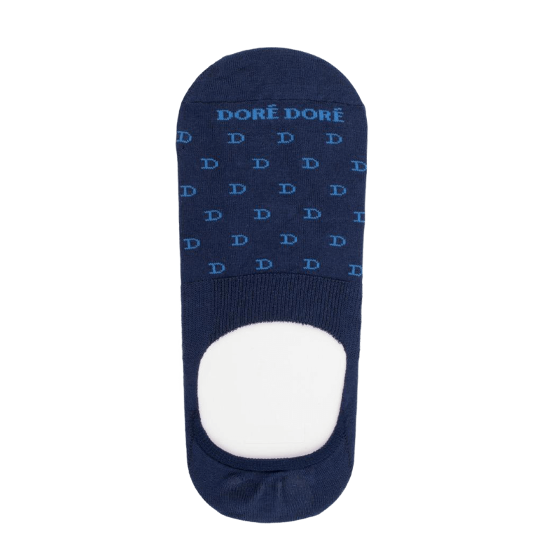 Chaussettes homme invisibles en fil d'Écosse à motifs "DD" - Bleu Voilier | Doré Doré