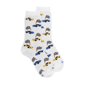 Chaussettes enfant en coton à motifs voitures de course - Blanc | Doré Doré
