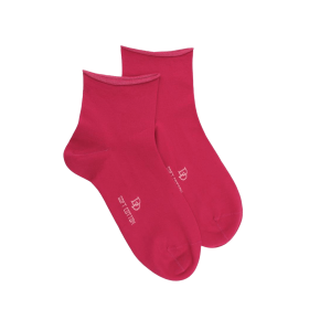 Socquettes avec bord roulé en coton égyptien - Rouge Cerise | Doré Doré