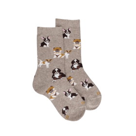 Chaussettes motifs petits chiens - Beige | Doré Doré