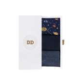 Coffret cadeau 3 paires de chaussettes fantaisie - Bleu | Doré Doré