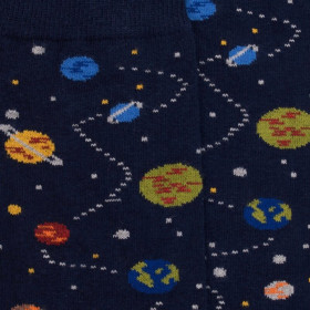 Chaussettes en coton motifs planètes - Bleu | Doré Doré