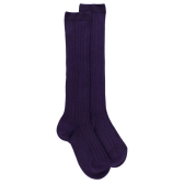 Chaussettes hautes côtelées en coton doux pour enfants - Violet | Doré Doré