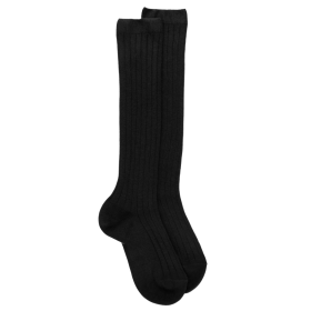 Chaussettes hautes côtelées noires en coton doux pour enfants | Doré Doré
