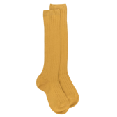 Chaussettes hautes côtelées en coton doux pour enfants - Jaune | Doré Doré