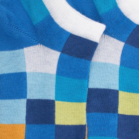 Socquettes enfant à carreaux en coton - Bleu | Doré Doré