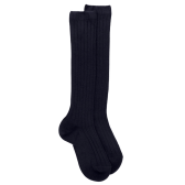 Chaussettes hautes côtelées bleu foncé en coton doux pour enfants | Doré Doré