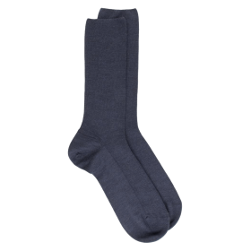 Chaussettes homme spéciales jambes sensibles sans bord élastique en laine - Bleu | Doré Doré