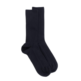 Chaussettes sans bord élastique en coton égyptien - Spécial jambes sensibles - Bleu marine foncé | Doré Doré
