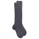 Chaussettes hautes côtelées gris oxford en coton doux pour enfants | Doré Doré