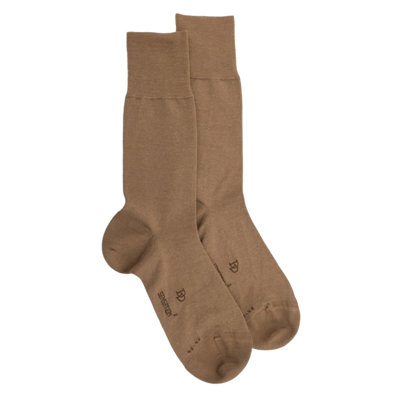 Chaussettes homme en laine et coton  - Camel | Doré Doré