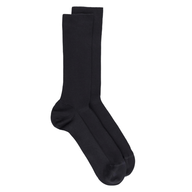 Chaussettes sans bord élastique en coton égyptien - Spécial jambes sensibles - Marine foncé | Doré Doré