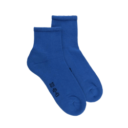 Socquettes homme en coton avec semelle confort   - Bleu Bassin | Doré Doré