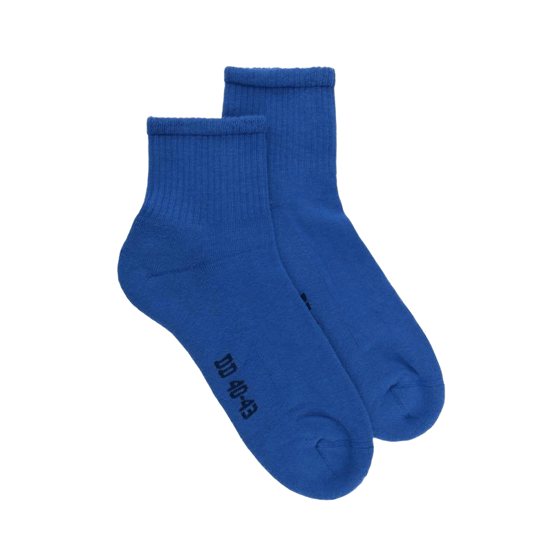 Socquettes homme en coton avec semelle confort   - Bleu Bassin | Doré Doré