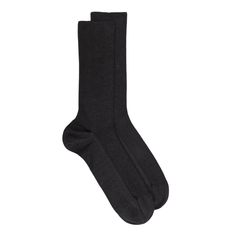 Chaussettes sans bord élastique en coton égyptien - Spécial jambes sensibles - Anthracite | Doré Doré