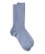 Chaussettes homme à côtes sans bord élastique en coton égyptien - Bleu Port