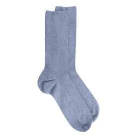 Chaussettes homme à côtes sans bord élastique en coton égyptien - Bleu Port | Doré Doré