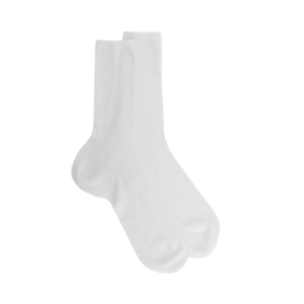 Chaussettes femme jambes sensibles sans bord élastique en fil d'Ecosse - Blanc | Doré Doré