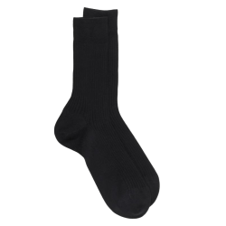 Chaussettes Homme côtelées en pur fil d'Ecosse - Noir | Doré Doré