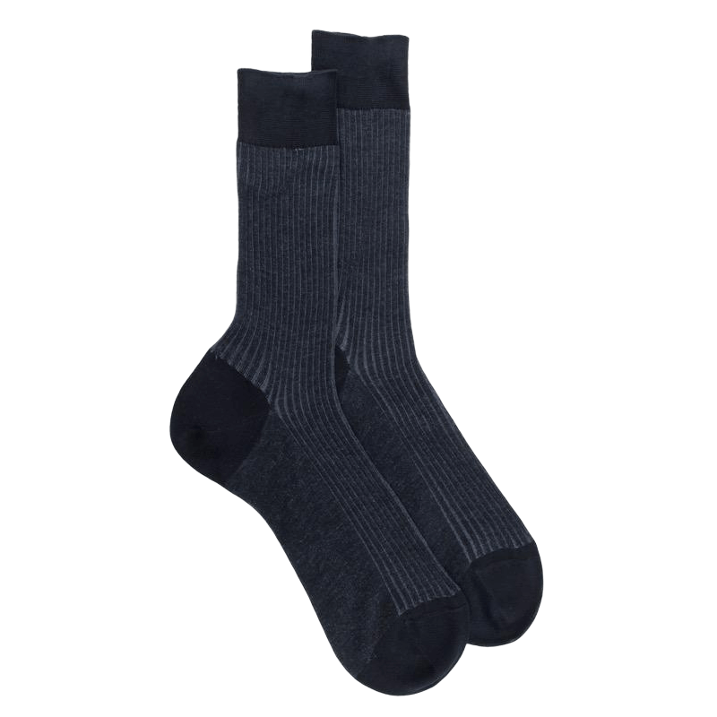 Chaussettes Homme Subtile en fil d'écosse - Bicolore bleu | Doré Doré