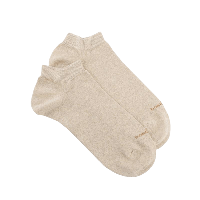 Socquettes femme en coton doux et effet brillant lurex - Beige | Doré Doré