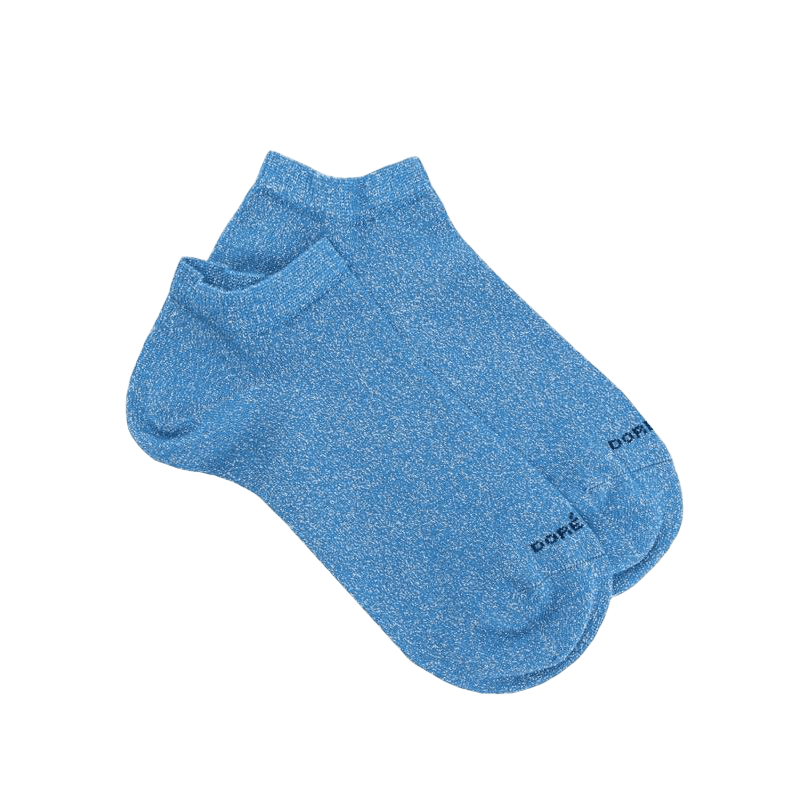 Socquettes femme en coton doux et effet brillant lurex - Bleu | Doré Doré