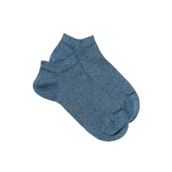 Socquettes femme en coton avec effet brillant - Bleu galaxie | Doré Doré