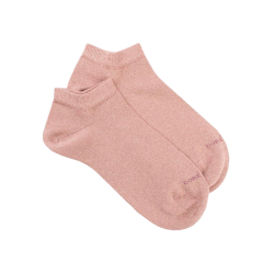 Socquettes femme en coton doux et effet brillant lurex - Praline | Doré Doré