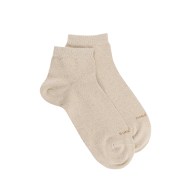 Socquettes femme en coton avec effet brillant - Beige Désert | Doré Doré