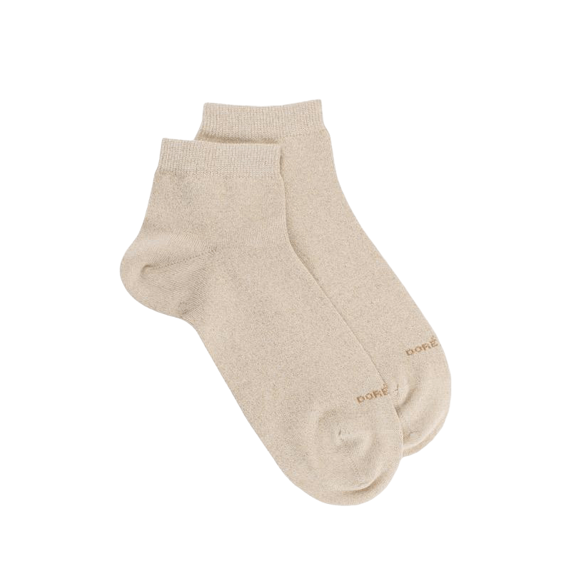 Socquettes femme en coton avec effet brillant - Beige Désert | Doré Doré