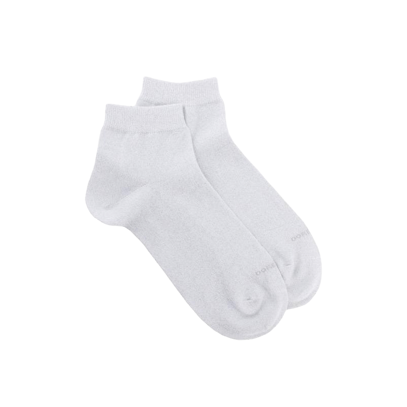 Socquettes femme en coton avec effet brillant - Blanc | Doré Doré