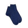 Socquettes femme avec à micro pois multicolores - Fond bleu marine | Doré Doré