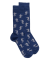Chaussettes homme en coton à motifs crocodiles tribaux - Bleu Voilier