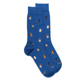 Chaussettes homme en coton à motifs chats - Bleu Cosmos | Doré Doré