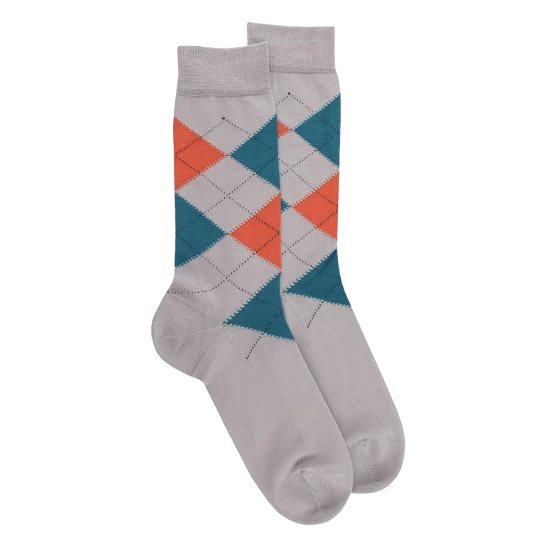 Chaussettes homme en coton à motifs intarsia - Bleu | Doré Doré