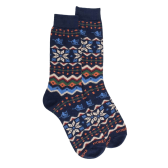 Chaussettes homme en coton à motif de Noël - Bleu Voilier | Doré Doré
